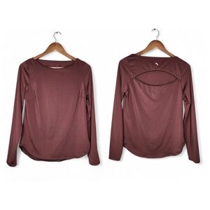 JoyLab Cut-Out Back Long Sleeve Top in Brown Size M
